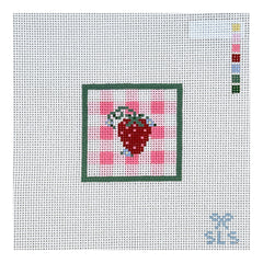 SLS Needlepoint Strawberry & Gingham Mini Needlepoint Canvas - Pink