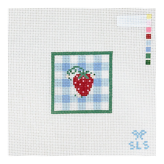 SLS Needlepoint Strawberry & Gingham Mini Needlepoint Canvas - Blue