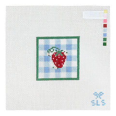 SLS Needlepoint Strawberry & Gingham Mini Needlepoint Canvas - Blue