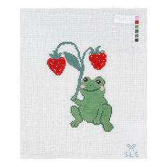 SLS Needlepoint Strawberry Showers Frog Needlepoint Canvas