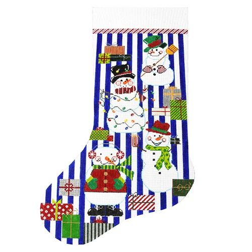 The Meredith Collection Snowman And Presents Stocking Needlepoint Canvas