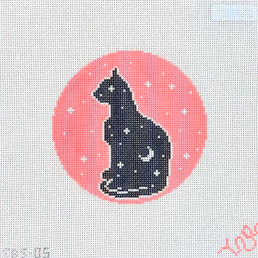 Spellbound Stitchery Celestial Black Cat Needlepoint Canvas