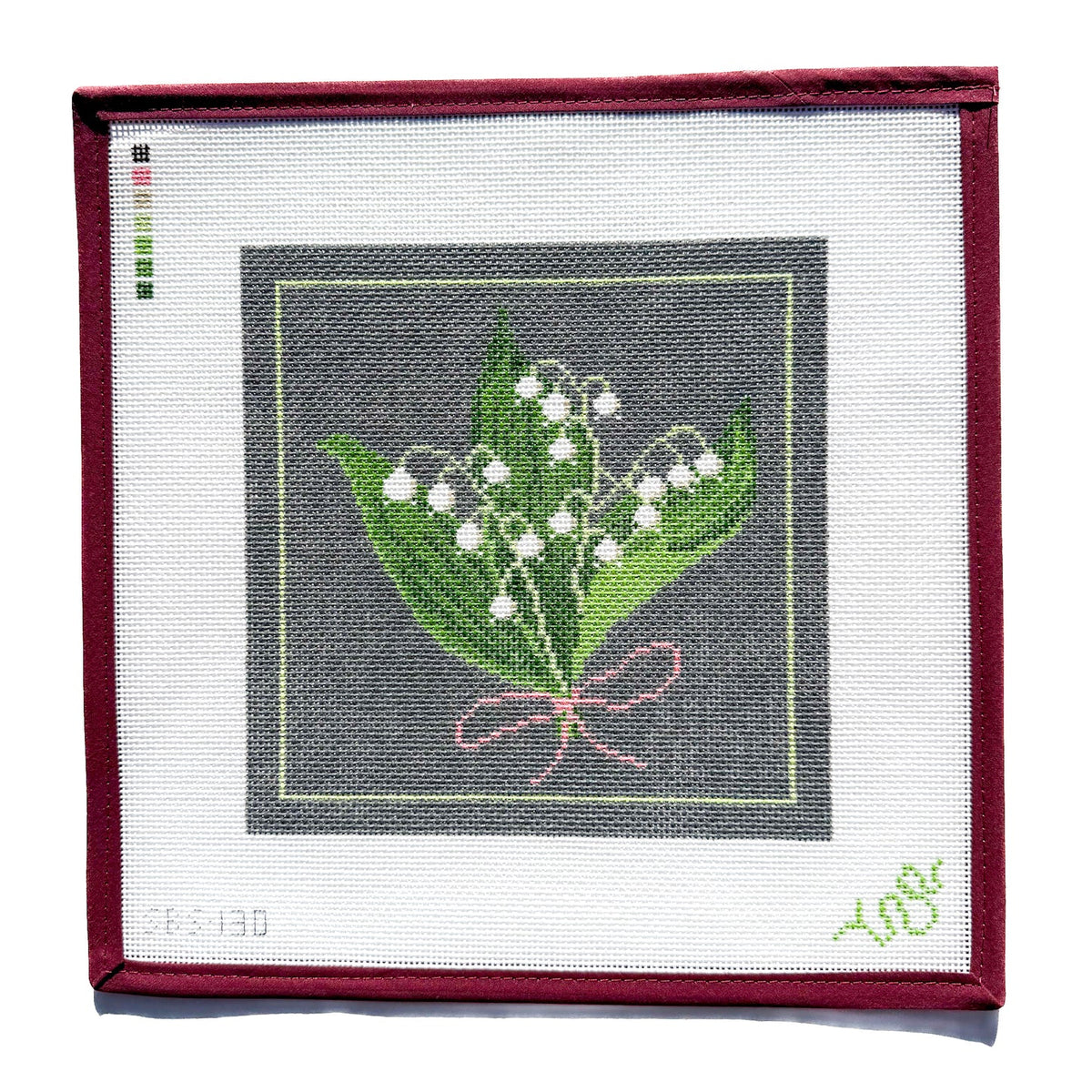 Spellbound Stitchery Dark Floral Lily of the Valley Needlepoint Canvas