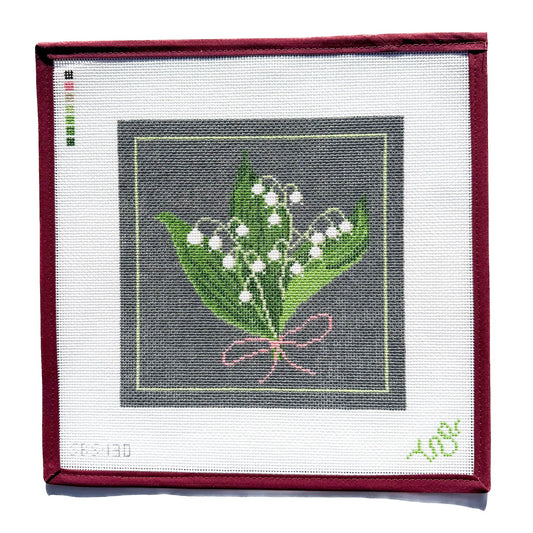 Spellbound Stitchery Dark Floral Lily of the Valley Needlepoint Canvas