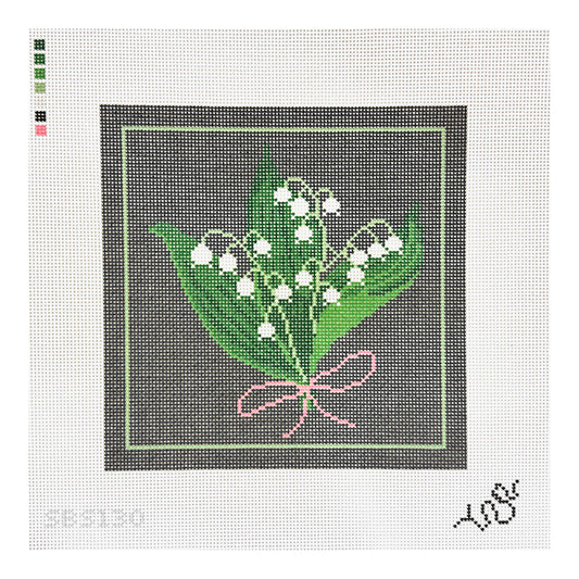Spellbound Stitchery Dark Floral Lily of the Valley Needlepoint Canvas