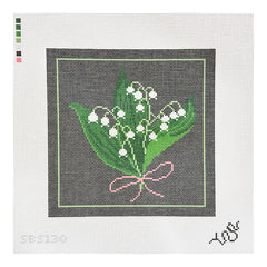Spellbound Stitchery Dark Floral Lily of the Valley Needlepoint Canvas
