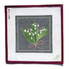 Spellbound Stitchery Dark Floral Lily of the Valley Needlepoint Canvas
