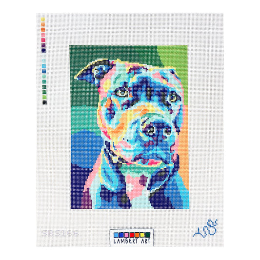 Spellbound Stitchery Lambert Art Pit Bull Needlepoint Canvas