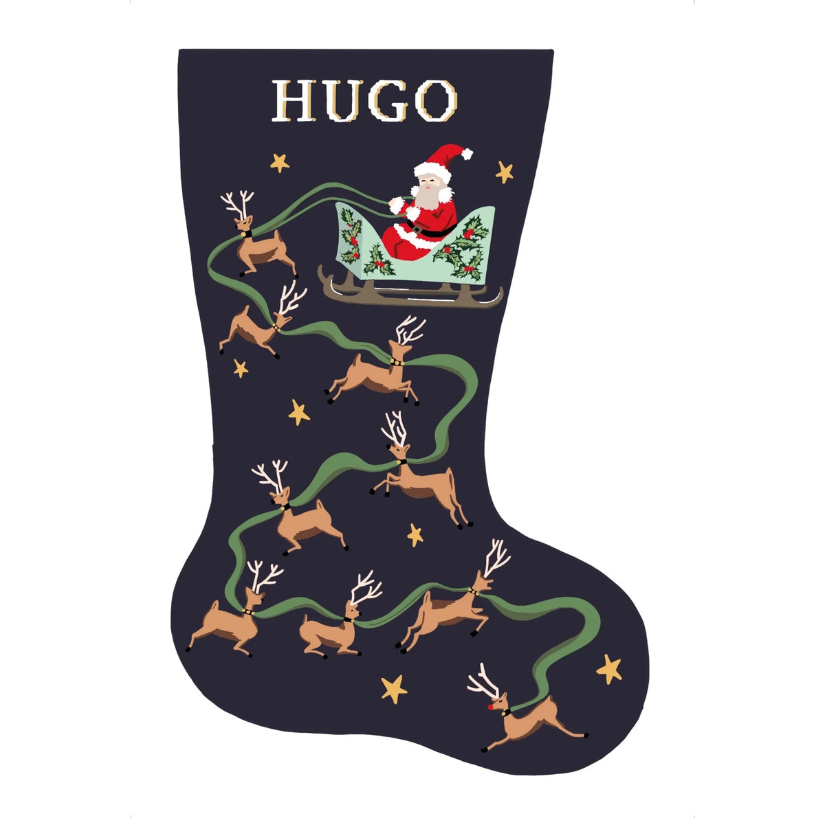 Spider Spun Santa's Flight Stocking Needlepoint Canvas