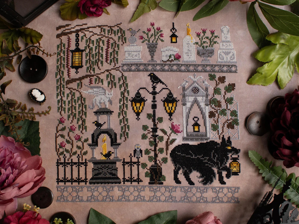 Sprouting Lupine Graveyard Guardian Cross Stitch Pattern