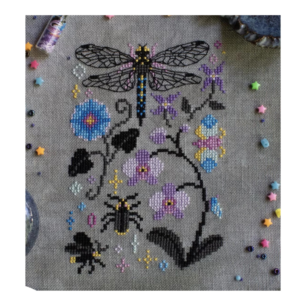 Sprouting Lupine Midnight Nature Walk Cross Stitch Pattern