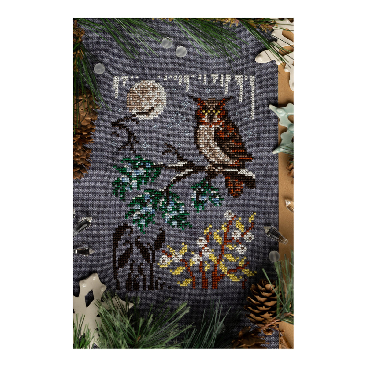 Sprouting Lupine Winter Moon Nature Walk Cross Stitch Pattern