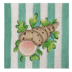 Kate Dickerson Needlepoint Collections Insert Shell on Turquoise Cabana Stripes Needlepoint Canvas