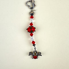 Sterling Silver Beaded Love Birds Scissor Fob