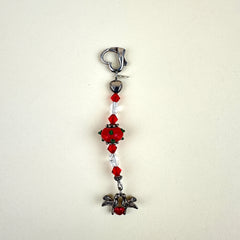 Sterling Silver Beaded Love Birds Scissor Fob