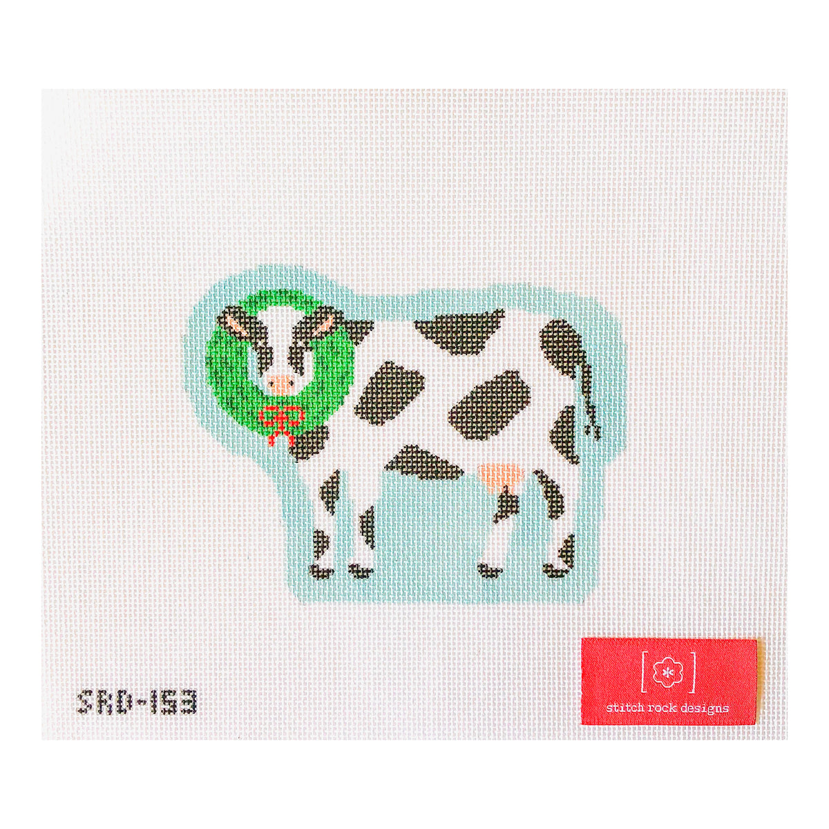 Stitch Rock Designs Christmas Village Farm Bessie the Cow Needlepoint Canvas