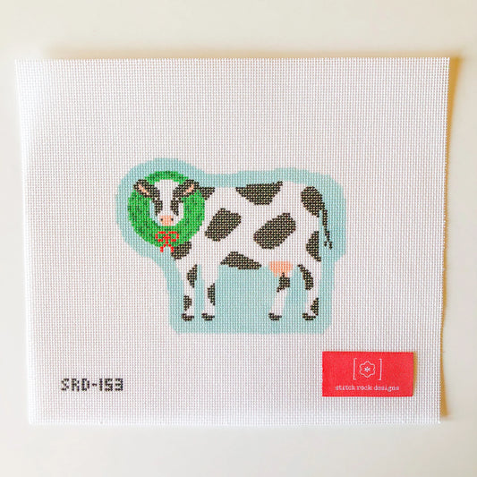 Stitch Rock Designs Christmas Village Farm Bessie the Cow Needlepoint Canvas
