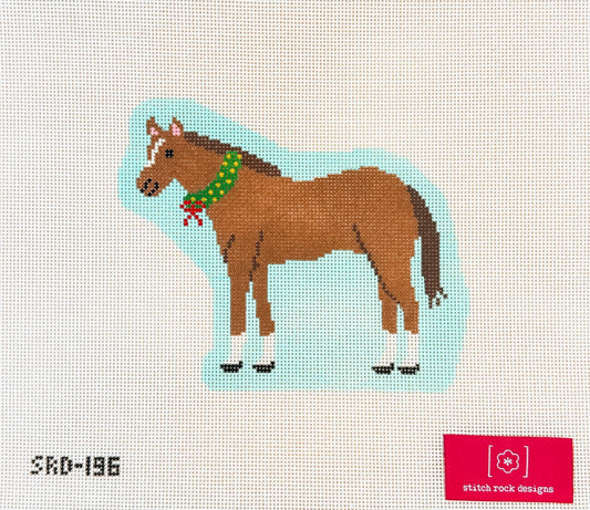 Stitch Rock Designs Christmas Village Farm Holly the Horse Needlepoint Canvas