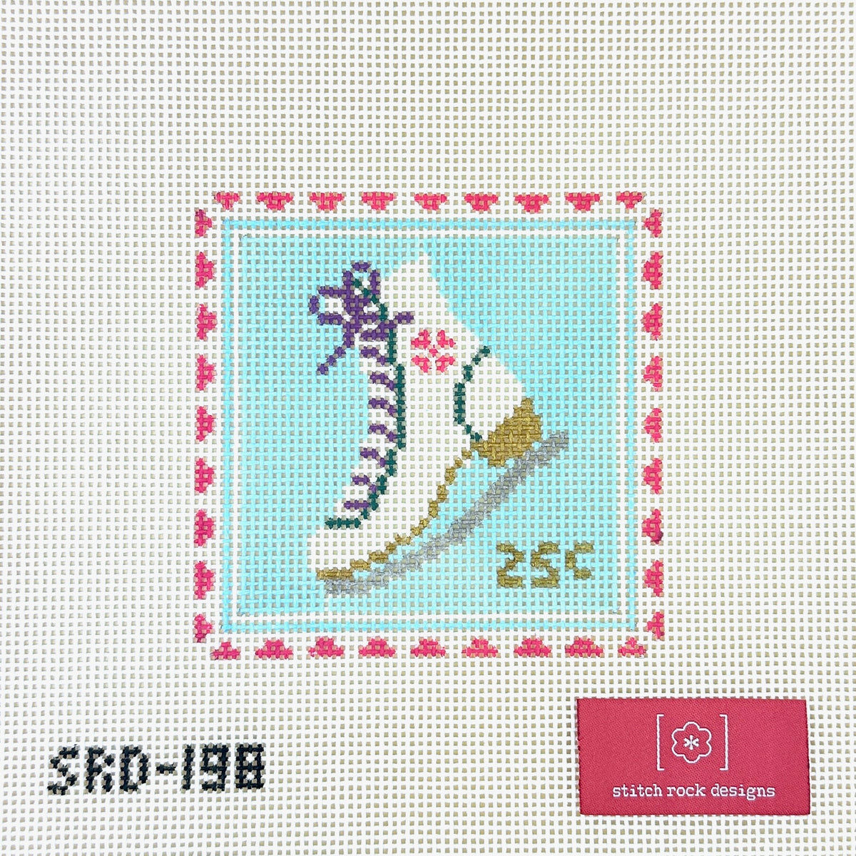 Stitch Rock Designs Ice Skate Stamp Needlepoint Canvas