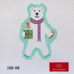 Stitch Rock Designs Parker the Polar Bear Needlepoint Canvas