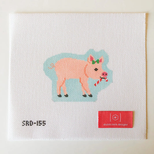 Stitch Rock Designs Christmas Village Farm Petunia the Pig Needlepoint Canvas