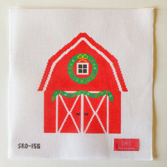 Stitch Rock Designs Christmas Village Farm Red Barn Standup Needlepoint Canvas