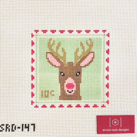 Stitch Rock Designs Reindeer Stamp Needlepoint Canvas