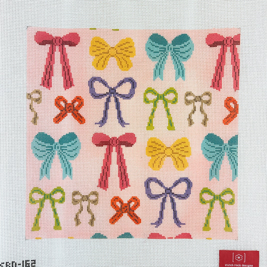 Stitch Rock Designs Ribbons and Bows Pillow Needlepoint Canvas