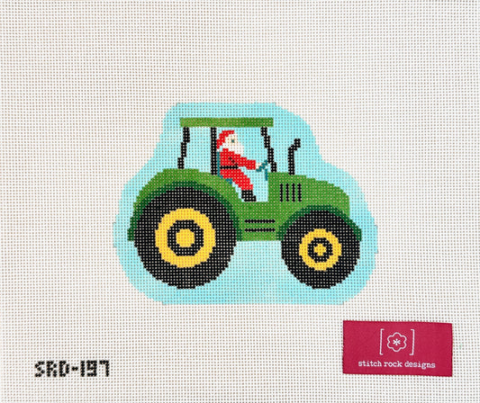 Stitch Rock Designs Christmas Village Farm Tractor Santa Needlepoint Canvas