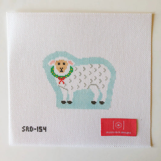 Stitch Rock Designs Christmas Village Farm Wooly the Sheep Needlepoint Canvas