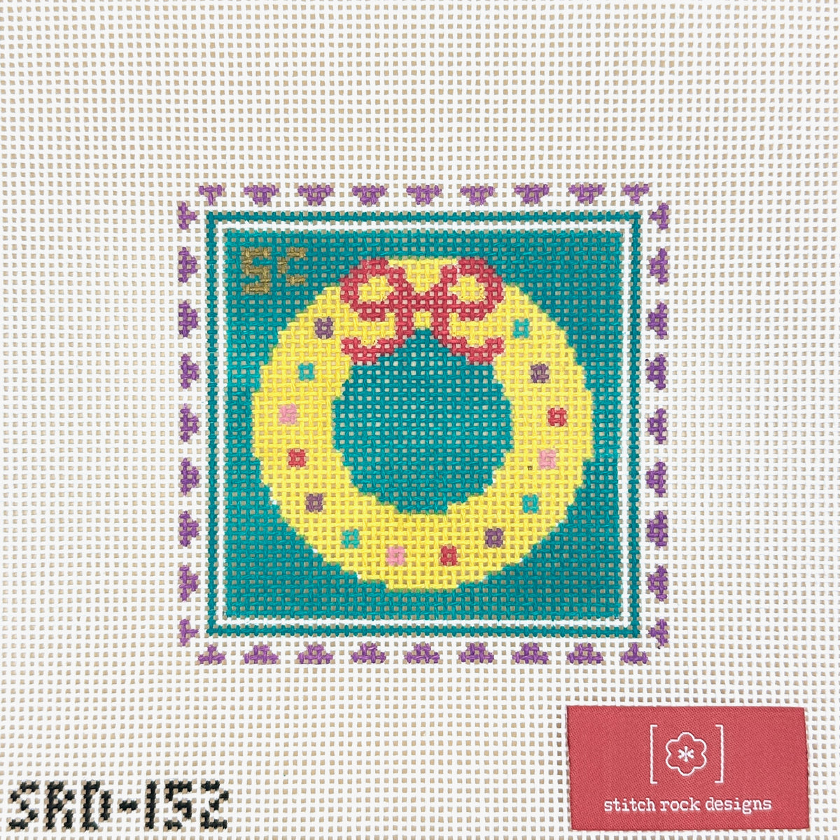Stitch Rock Designs Wreath Stamp Needlepoint Canvas