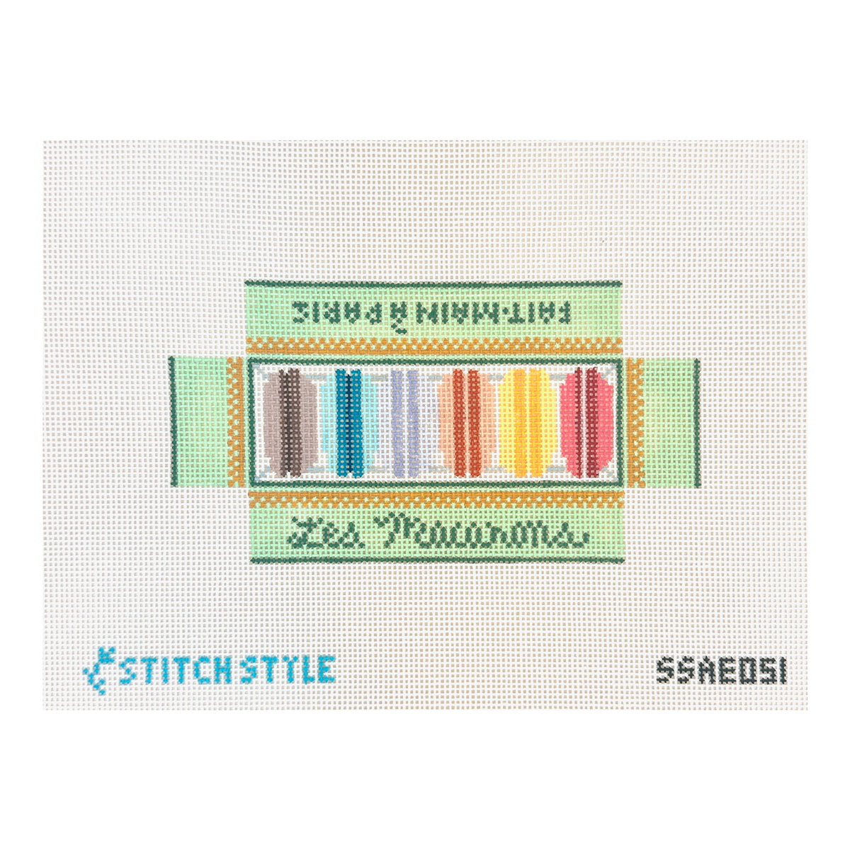 Stitch Style Alli Eagan 3D Box of Macarons Needlepoint Canvas