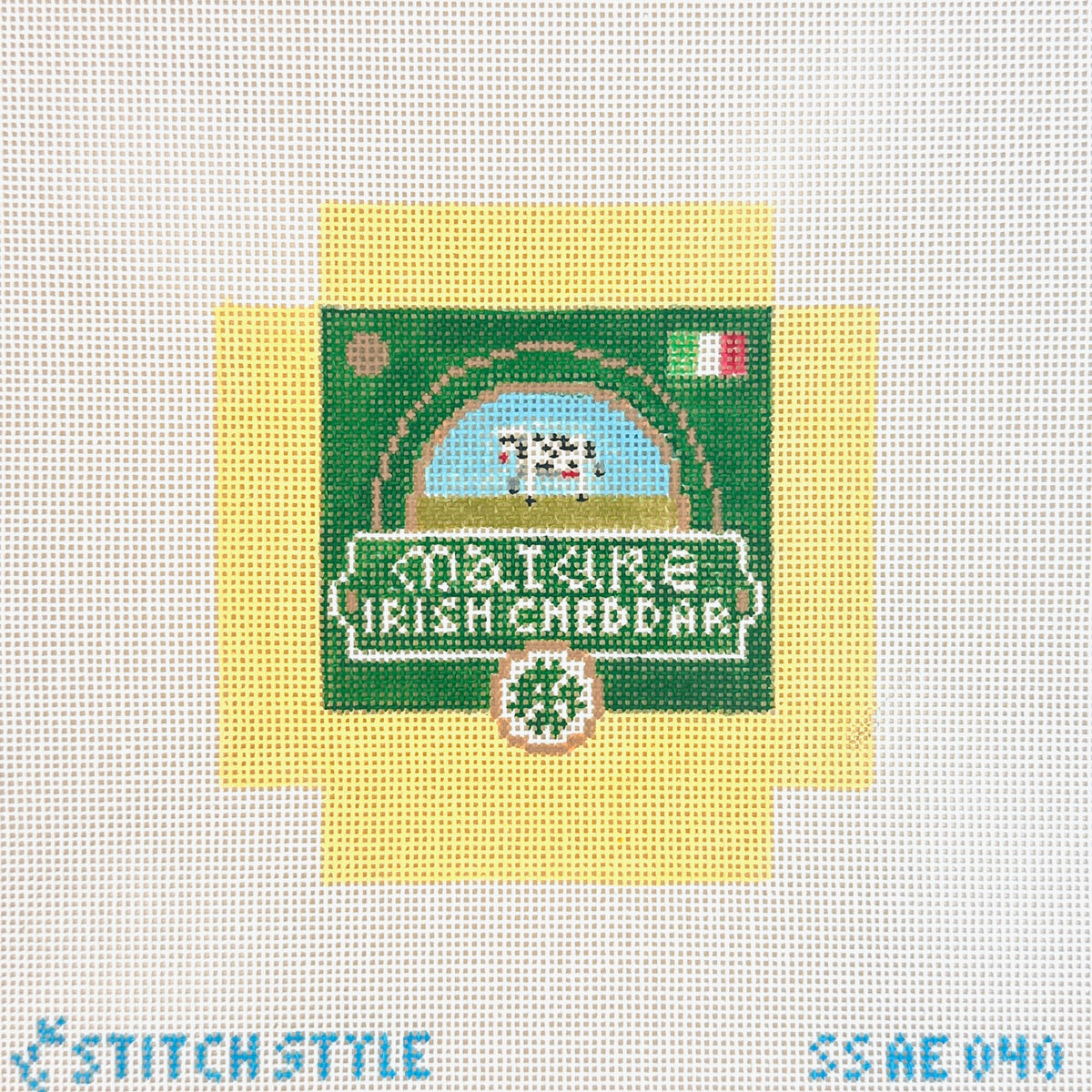 Stitch Style Alli Eagan 3D Wedge of Irish Cheddar Cheese Needlepoint Canvas