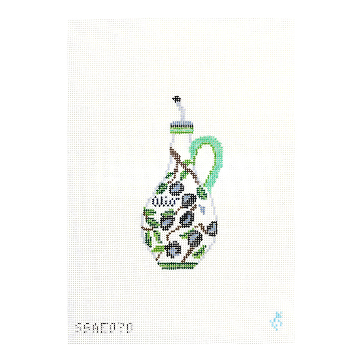 Stitch Style Alli Eagan Designs Olive Oil Pottery Needlepoint Canvas