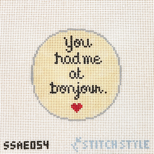 Stitch Style Alli Eagan Designs You Had Me at Bonjour Needlepoint Canvas
