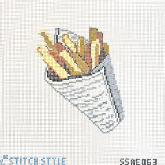 Stitch Style Alli Eagan Frites in Newspaper Needlepoint Canvas