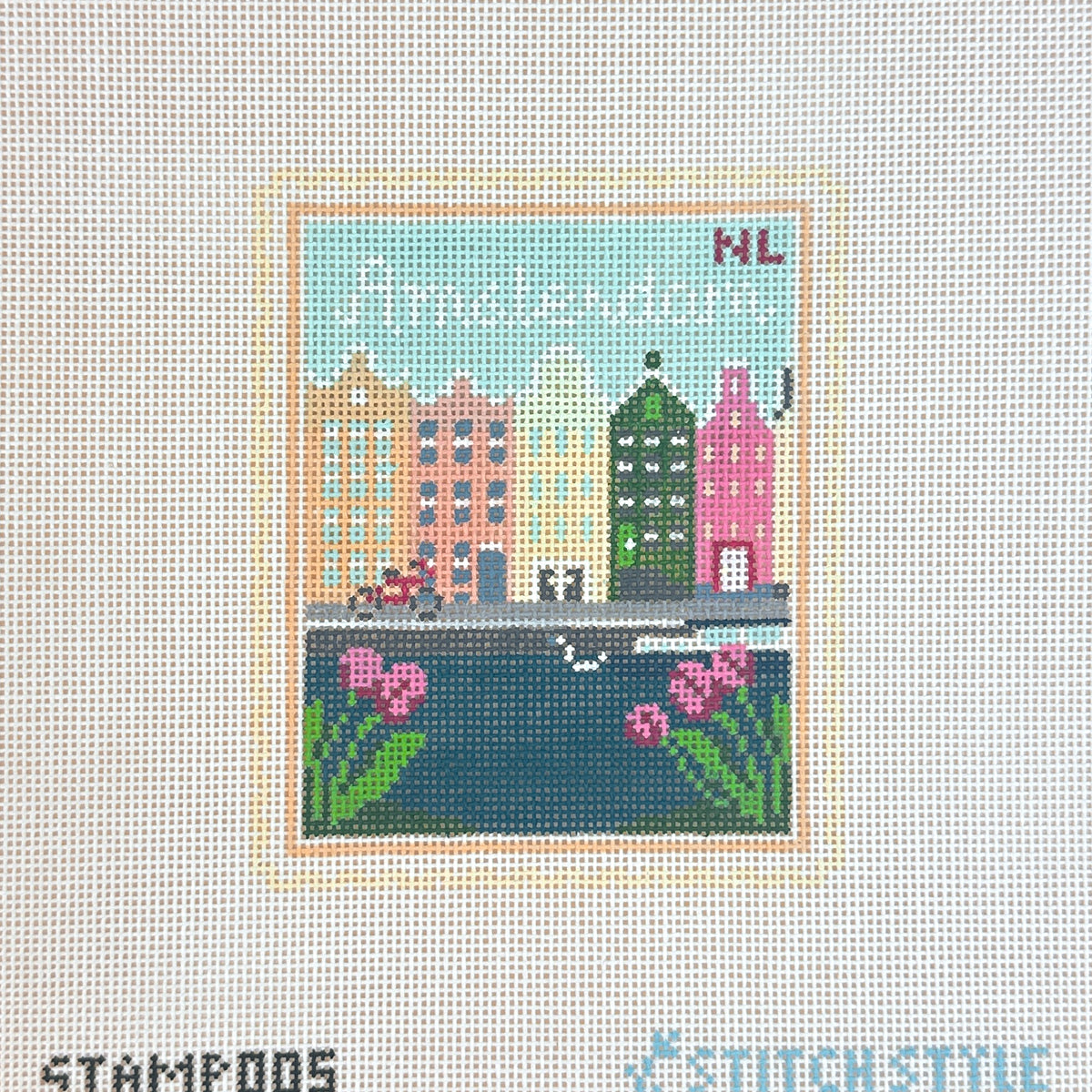 Stitch Style Amsterdam Stamp Needlepoint Canvas