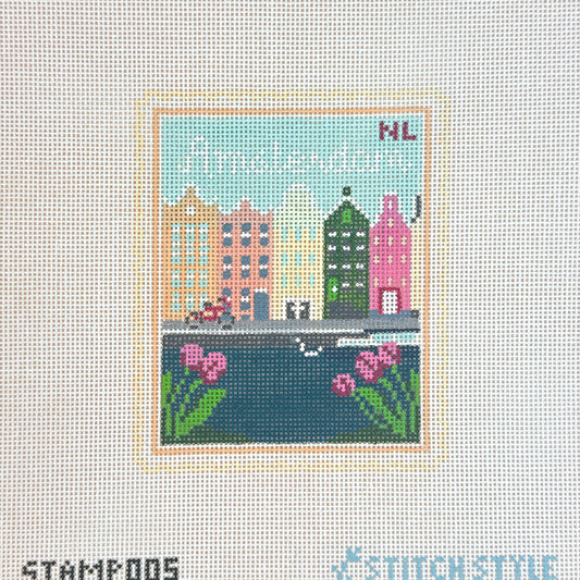 Stitch Style Amsterdam Stamp Needlepoint Canvas