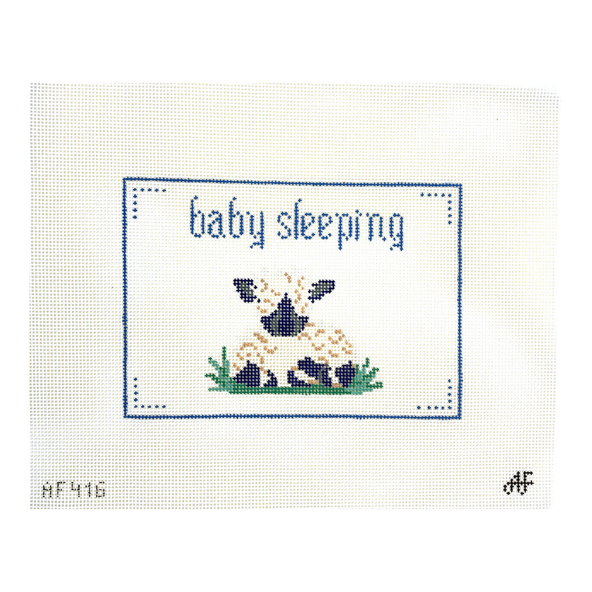 Stitch Style Anne Fisher Baby Sleeping Lamb Sign Needlepoint Canvas