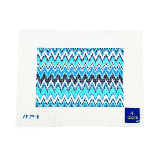 Stitch Style Anne Fisher Blue ZigZag Clutch Needlepoint Canvas