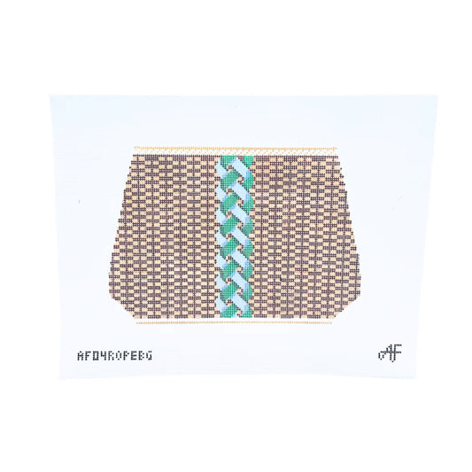 Stitch Style Anne Fisher Large Blue and Green Nantucket Basket with Rope Needlepoint Canvas
