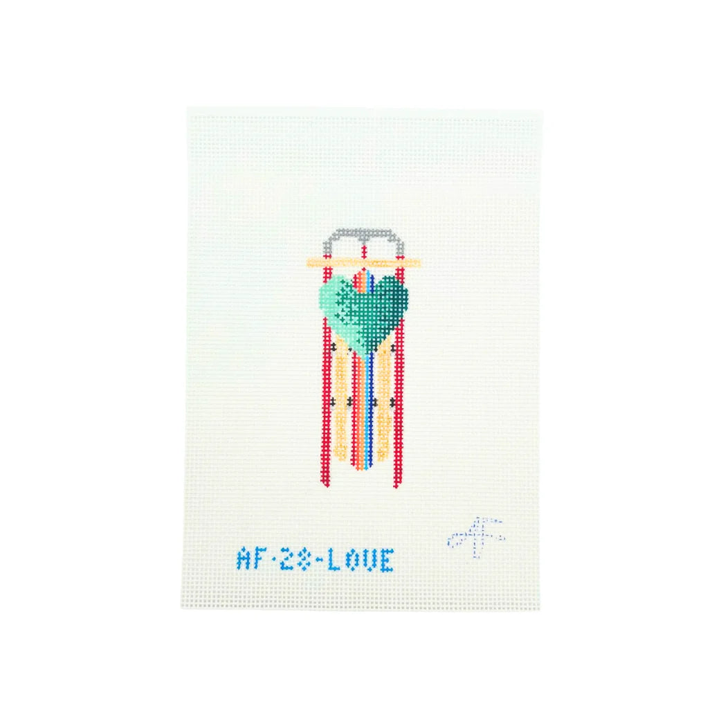 Stitch Style Anne Fisher Love Sled Needlepoint Canvas