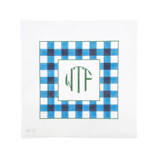 Stitch Style Anne Fisher WTF Blue Monogram Needlepoint Canvas
