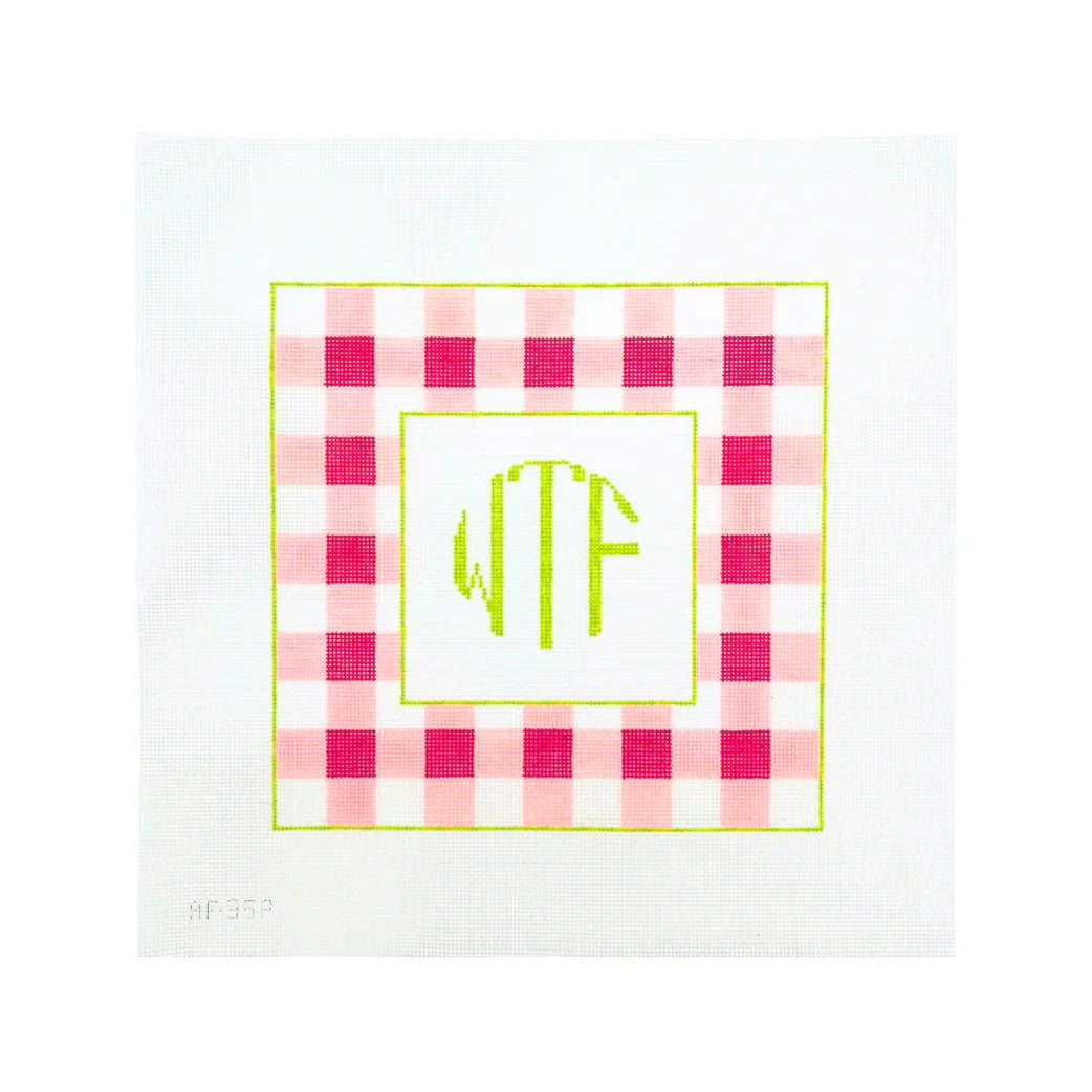Stitch Style Anne Fisher WTF Pink Monogram Needlepoint Canvas