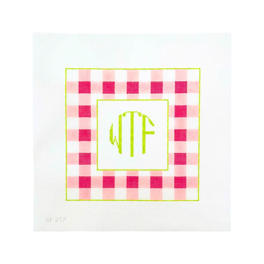Stitch Style Anne Fisher WTF Pink Monogram Needlepoint Canvas