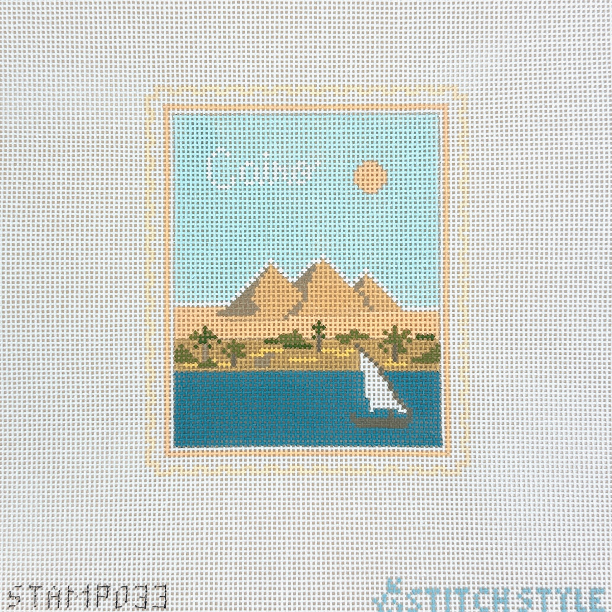 Stitch Style Jinny McAuliffe Cairo Travel Stamp Needlepoint Canvas