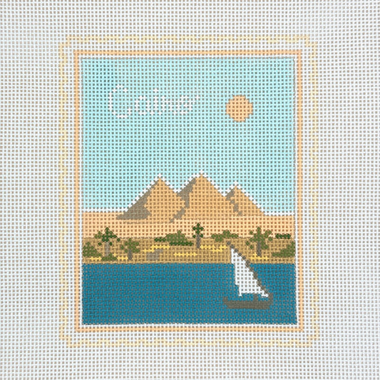 Stitch Style Cairo Travel Stamp Needlepoint Canvas