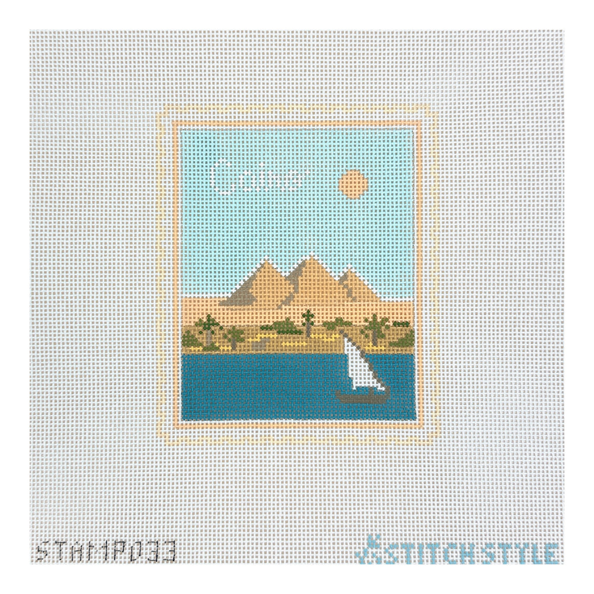 Stitch Style Jinny McAuliffe Cairo Travel Stamp Needlepoint Canvas