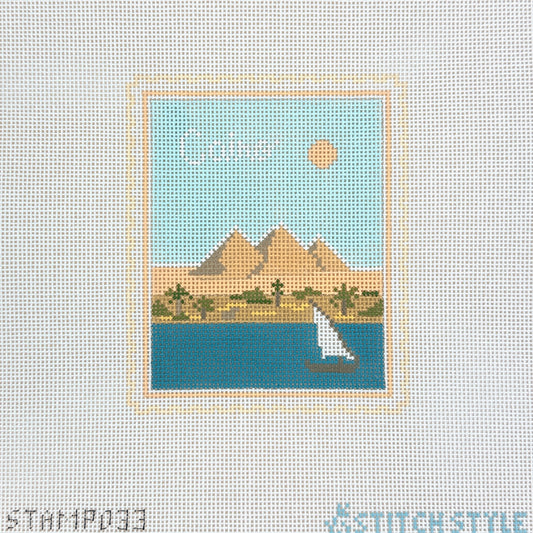 Stitch Style Cairo Travel Stamp Needlepoint Canvas