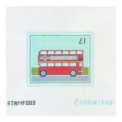 Stitch Style Jinny McAuliffe London Double Decker Bus Stamp Needlepoint Canvas
